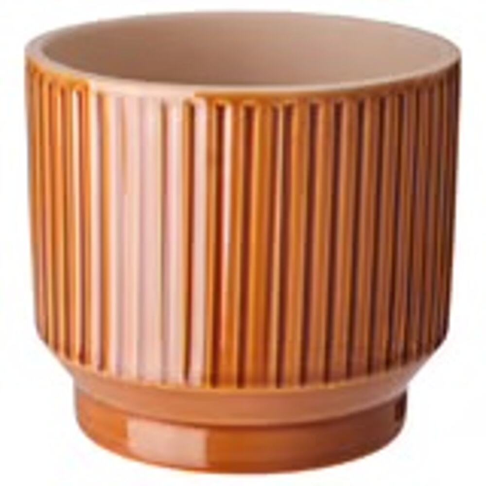 IKEA HONUNGSPALM Brown 4.75" Stoneware Pot Retro Style All-Weather Durability